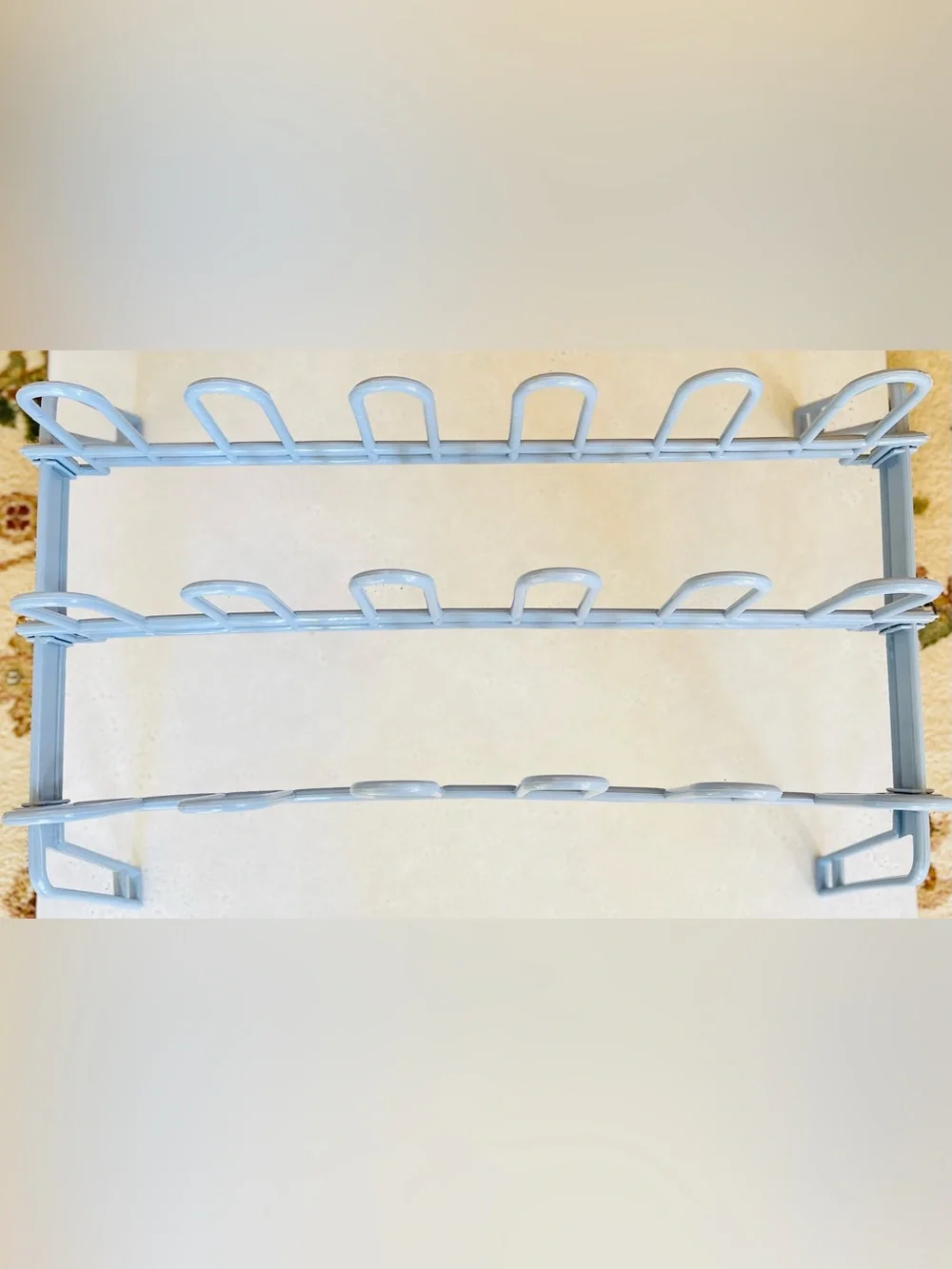 Vintage Yaffa Style Shoe Rack Organizer USA Light Blue 1980s Plastic 9 Pairs